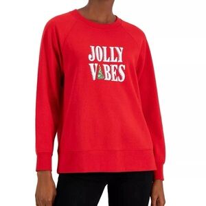 Style & Co. Women Cotton Blend Holiday Tee Sweatshirt Shirt Size 2X Oversized.